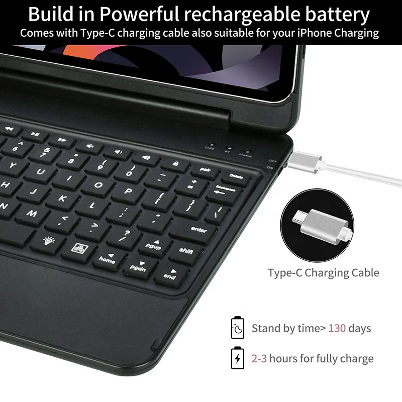 2021 High End 2 in 1 Custom 180 Degree Flip Full Protection Rugged 11 inch Wireless Keyboard Smart Tablet Case for iPad Pro 11