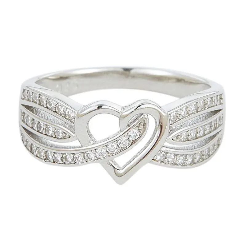 High-end Handmade Women Wedding Jewelry VVS Moissanite Crossed Heart Diamond Rings Silver 925 Trendy Snake Silver Plated Zircon