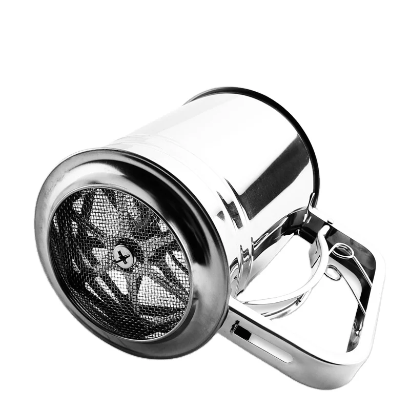 Ручное сито для муки из нержавеющей стали, полуавтоматическое сито для большого порошка, инструмент для выпечки и выпечки