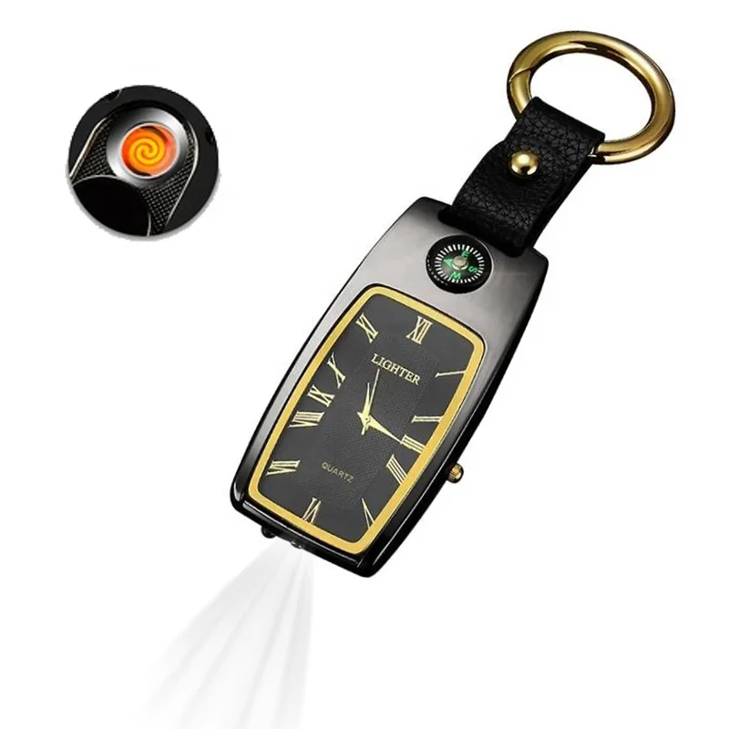 Lovisle Tech Compass Watch Windproof Rechargeable Tungsten Lighter with Flashlight