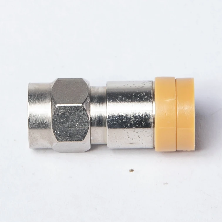 Supplier 50 ohms male plug crimp plated nickel straight for rf cable assembly RF coaxial F connector