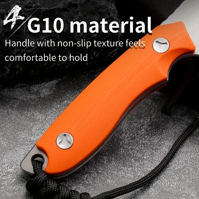 Steel Fixed Blade Hunting Knife High Hardness Stainless Steel Outdoor Survival Knife with G10 Handle for Hiking and Rescue