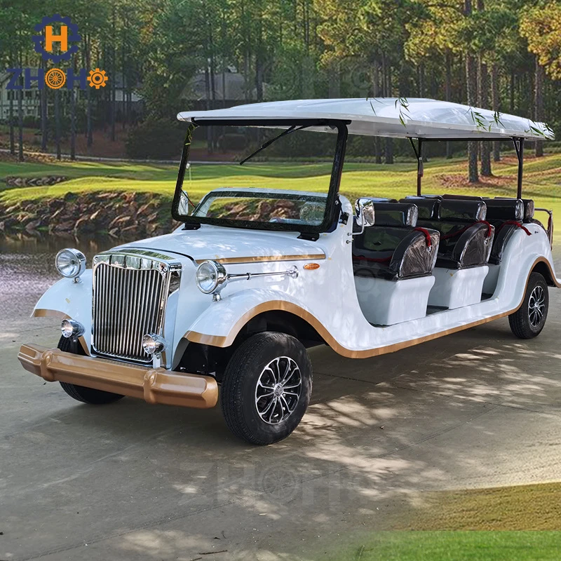 Classic Sightseeing Car High End Antique Buggy Customized Black 11 Seats Electric Vintage Cart for Tourism
