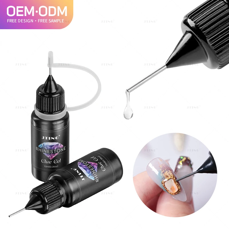 JTING High quality Professional nail art Diamond crystal rhinestone glue gel clear 10ml tube OEM ODM private label