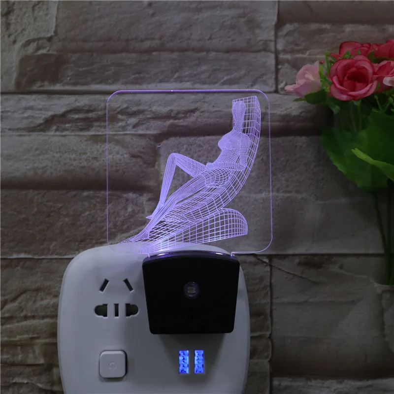 Hot Selling Nice Small Night Lamp 7 Colors Changeable Acrylic Night Lights Home Decor Light Sensor LED Wall Lamp