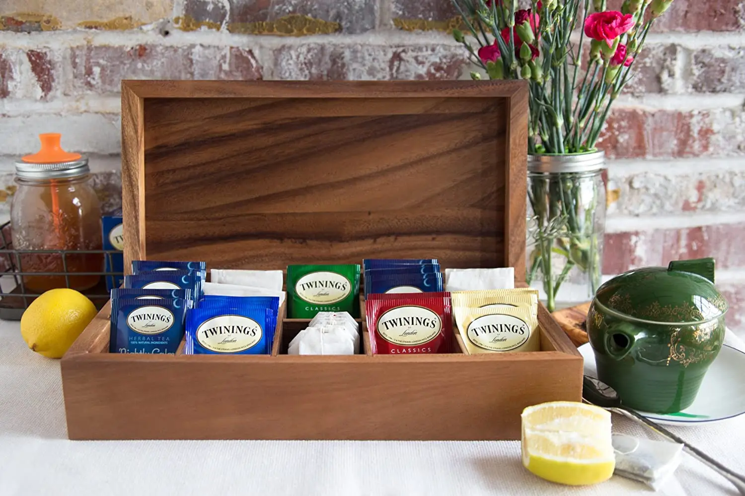 The Bamboo and wood material Leaf Luxury Wooden Tea Storage Chest Box