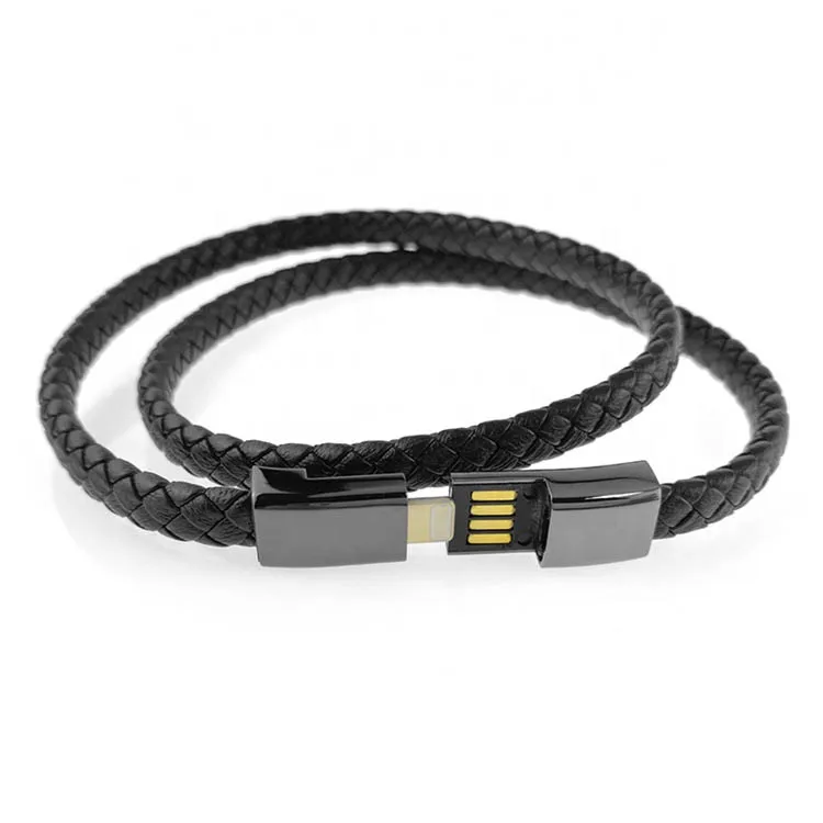 
Custom Cell Phone Charger Micro Type C Leather Bracelet Charging Data USB Cable For Iphone 