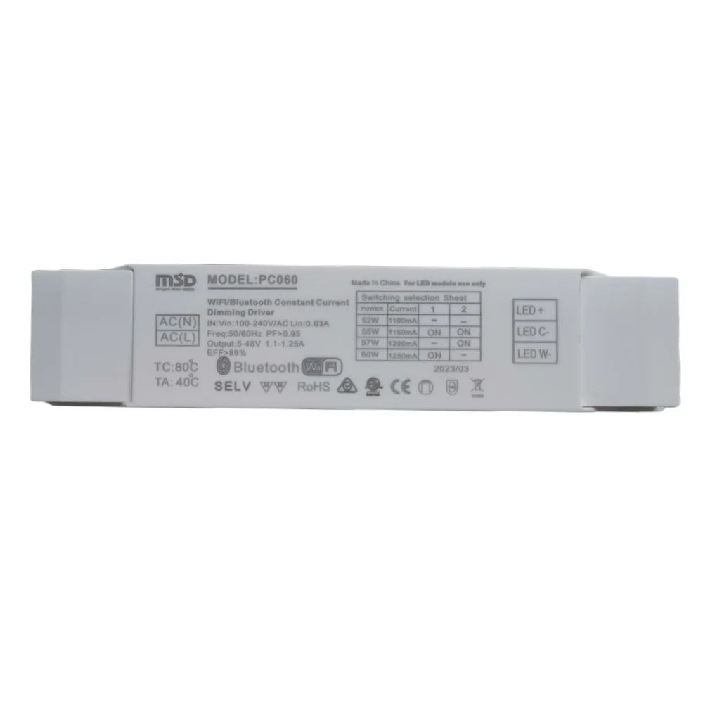 Indoor Zigbee 3.0 Standard AC 100-240V 60W 24VDC LED Smart Driver Compatible with Tuya APP