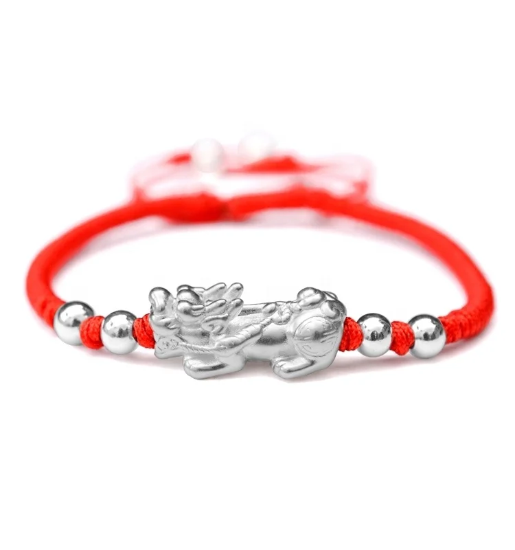 Fashion Handmade Lucky Charm New Hand-Woven Pure Silver Gold-Plated for Men And Women Chinese Pixiu Bracelet