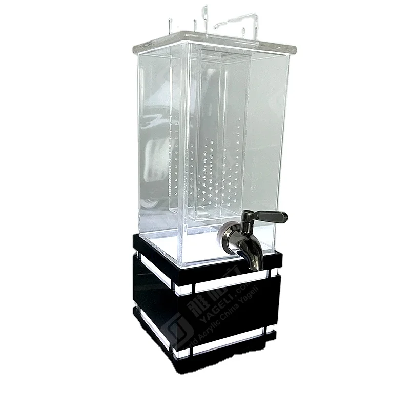 Hot acrylic square transparent 2 gallon food beer bucket dispenser beer tower bar with light diode lights