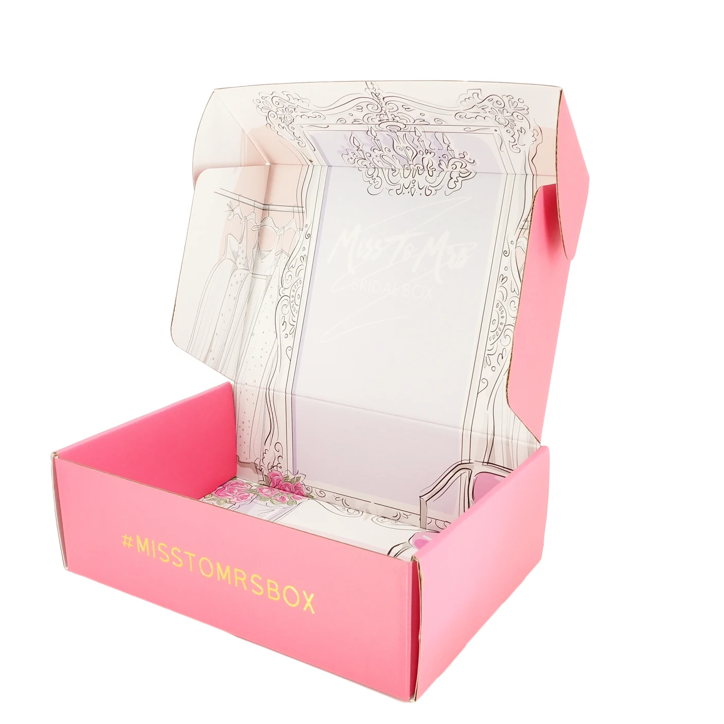 Free Sample Gold Foil 15inch X 15 Pink Packaging Medium Box Package Small Mailing Boxes for Packaging Small Business
