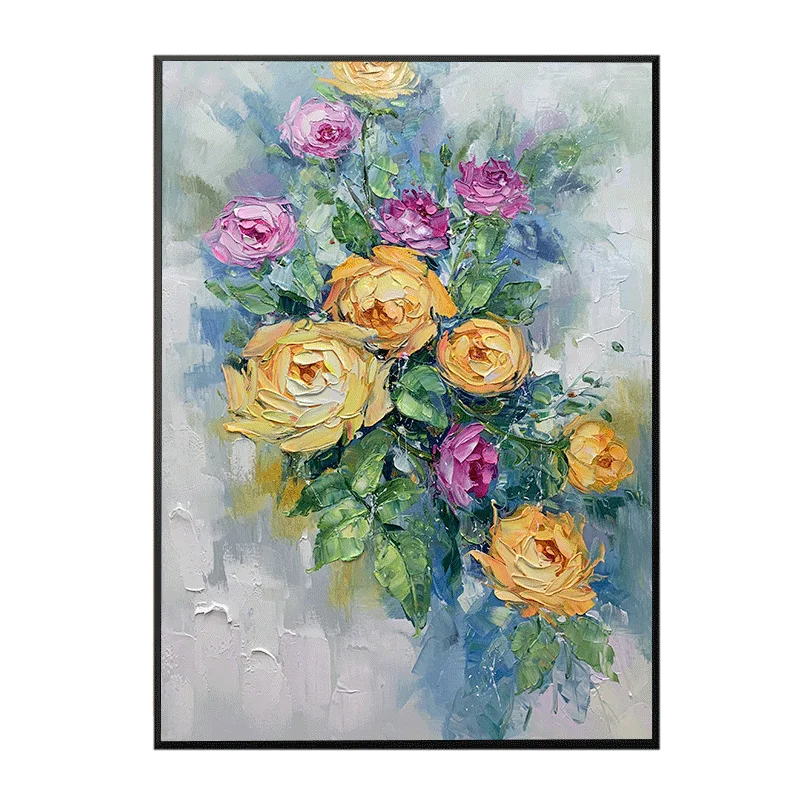 Popular Hot Sale Modern Decoration Oil Paintings Art Wall Painting Canvas Flowers Hand Painted Oil Painting 20*30 inch