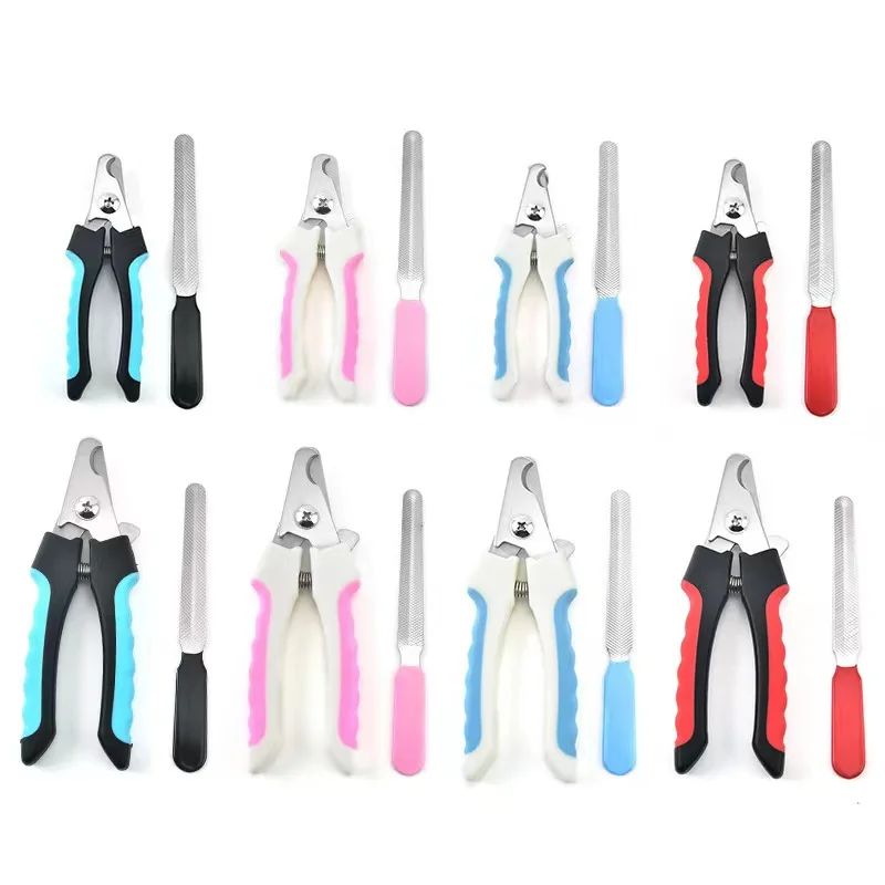 High Quality Durable Stainless Steel Pet Nail Cutter Set Professional Cat Grooming Sharp Pet Nail Clipper With File