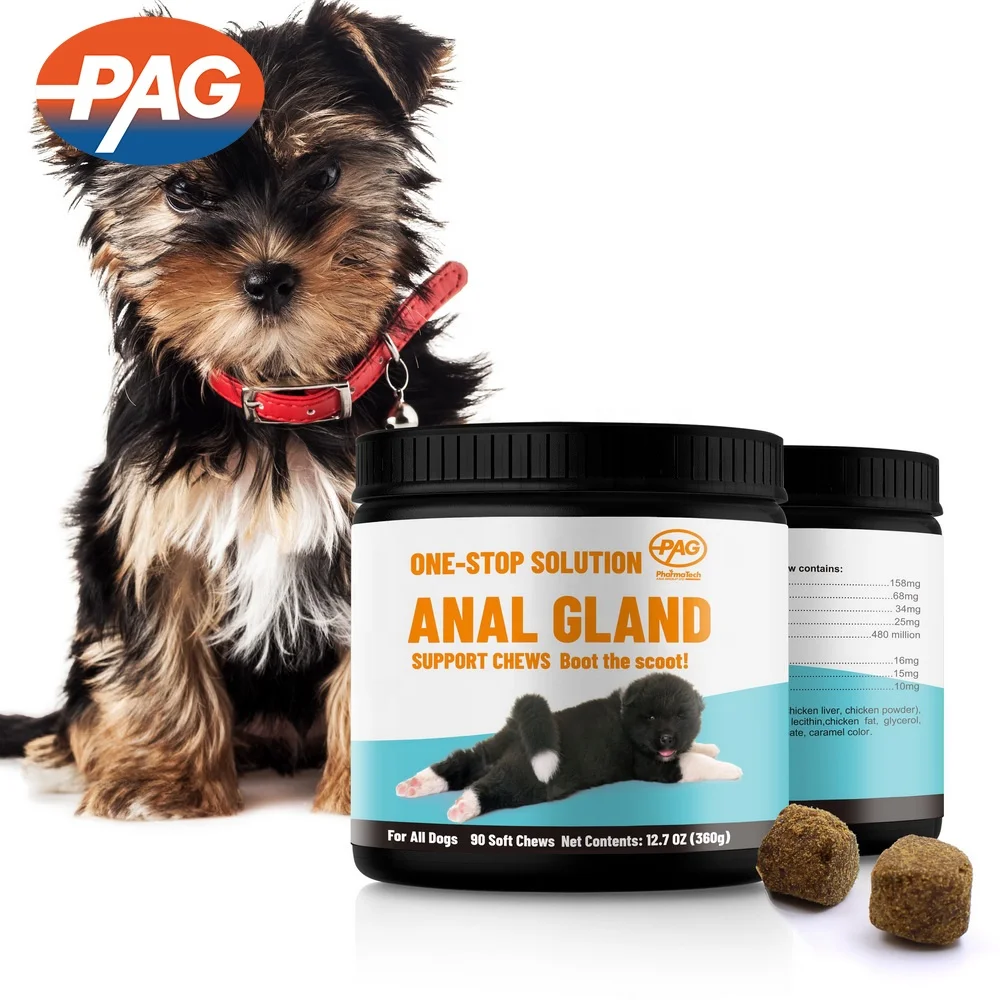 Oem Pet Supplement Digestive Enzymes Probiotics Fiber Supplement Dogs Chews Treats Anal Gland Soft Chew