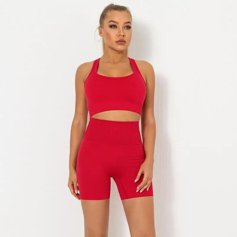 Wholesale Deep Squat Yoga Workout Short Set Die trikots passen zu der weiblichen fitness