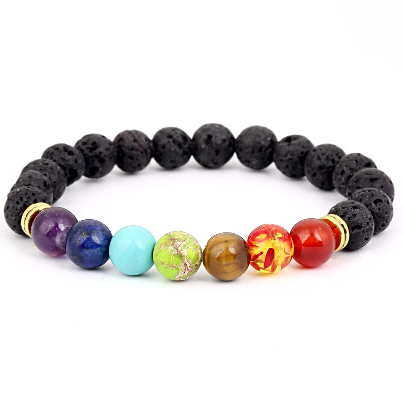 Fashion Yoga Chakra Lava stone bead Buddha Head Agate Bead bracelet Jewelry
