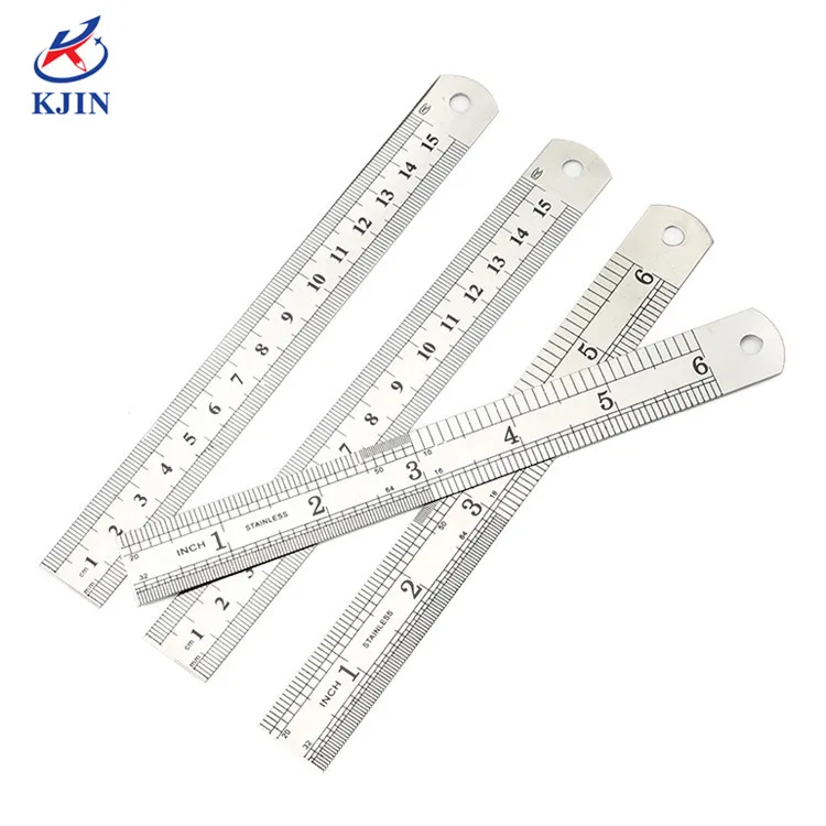 Custom 15CM 20CM 30CM OEM logo Stainless steel ruler, high quality metal scale ruler with metric & inch scale