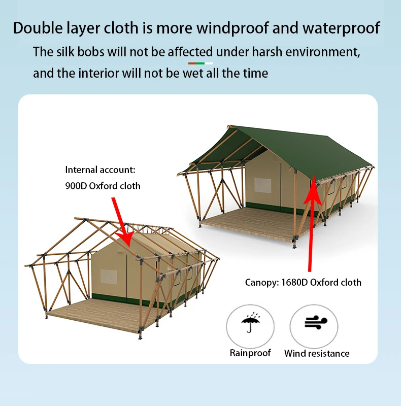 Outdoor Glamping Luxury Bell Canvas Roof Top Cabin Trade Show Hotel Tents