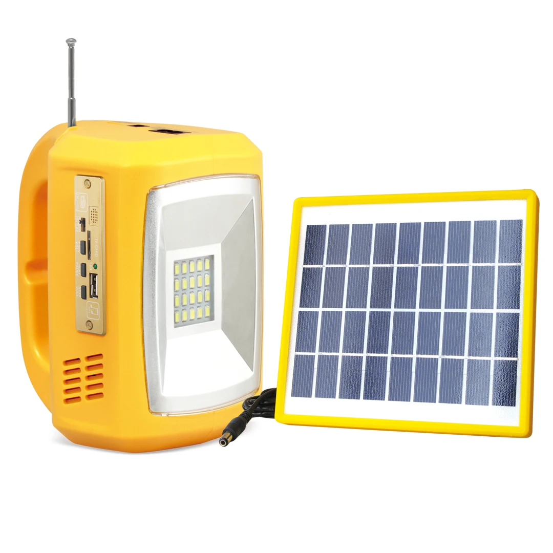 Solar Kit System Rechargeable led Emergency Light Torch Lantern Lamp Searchlight FM Radio MP3 USB Vehicle Working Camping