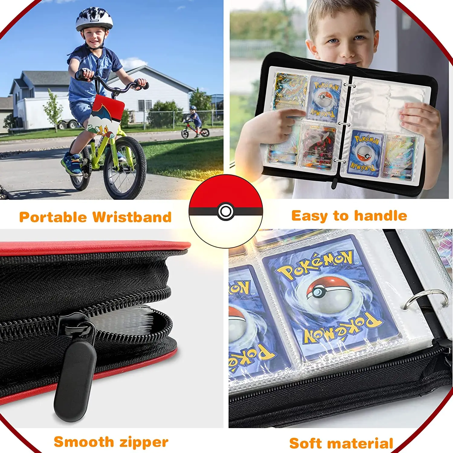 Hot 400 Cards Collector Album Poke mon Sports Trading Card Binder 4-Pocket TCG Game Cards Book Holder with 50 Removable Sleeves