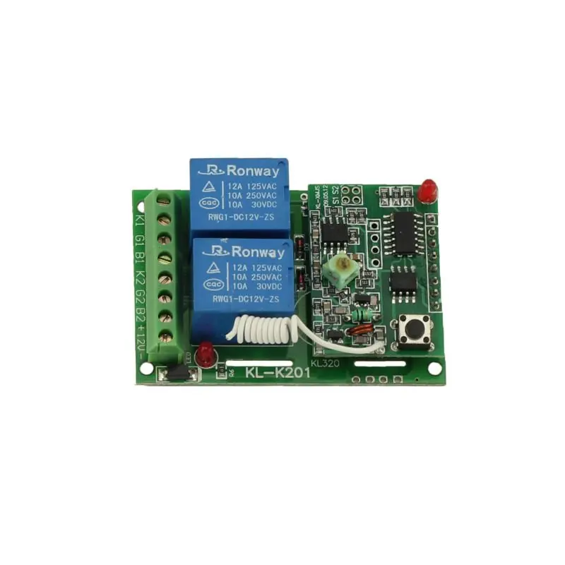 DC12V Универсальный обучаемый код 2 канала реле контроля KL-K201C РЧ беспроводной пульт дистанционного управления