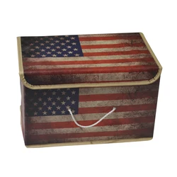 Leather printing collapsible toy storage box with lid