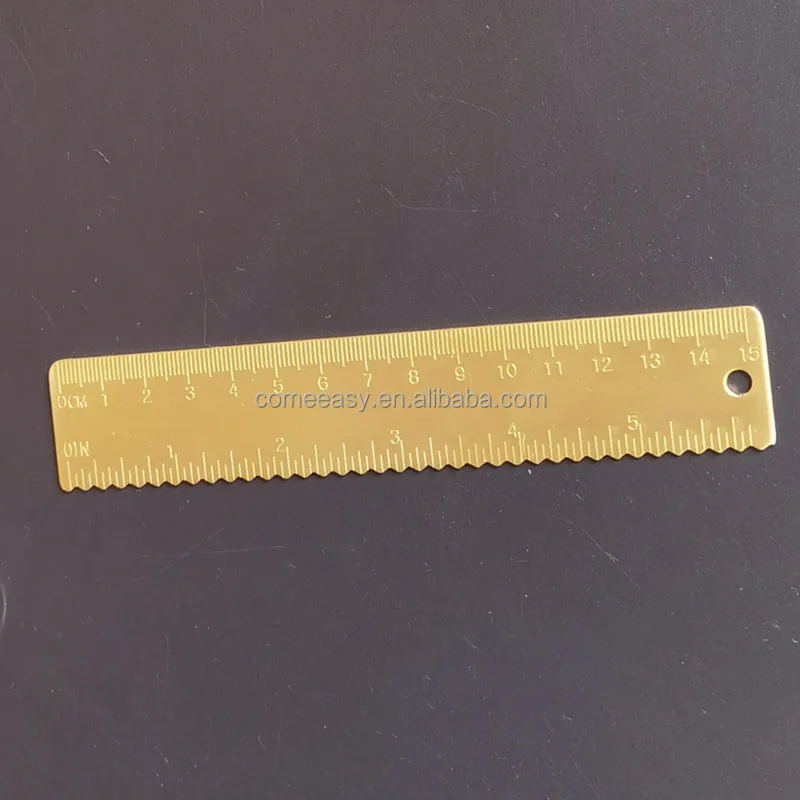 Gold Color Thick Brass Ruler Copper Wave Edge Straight Ruler 15CM wave