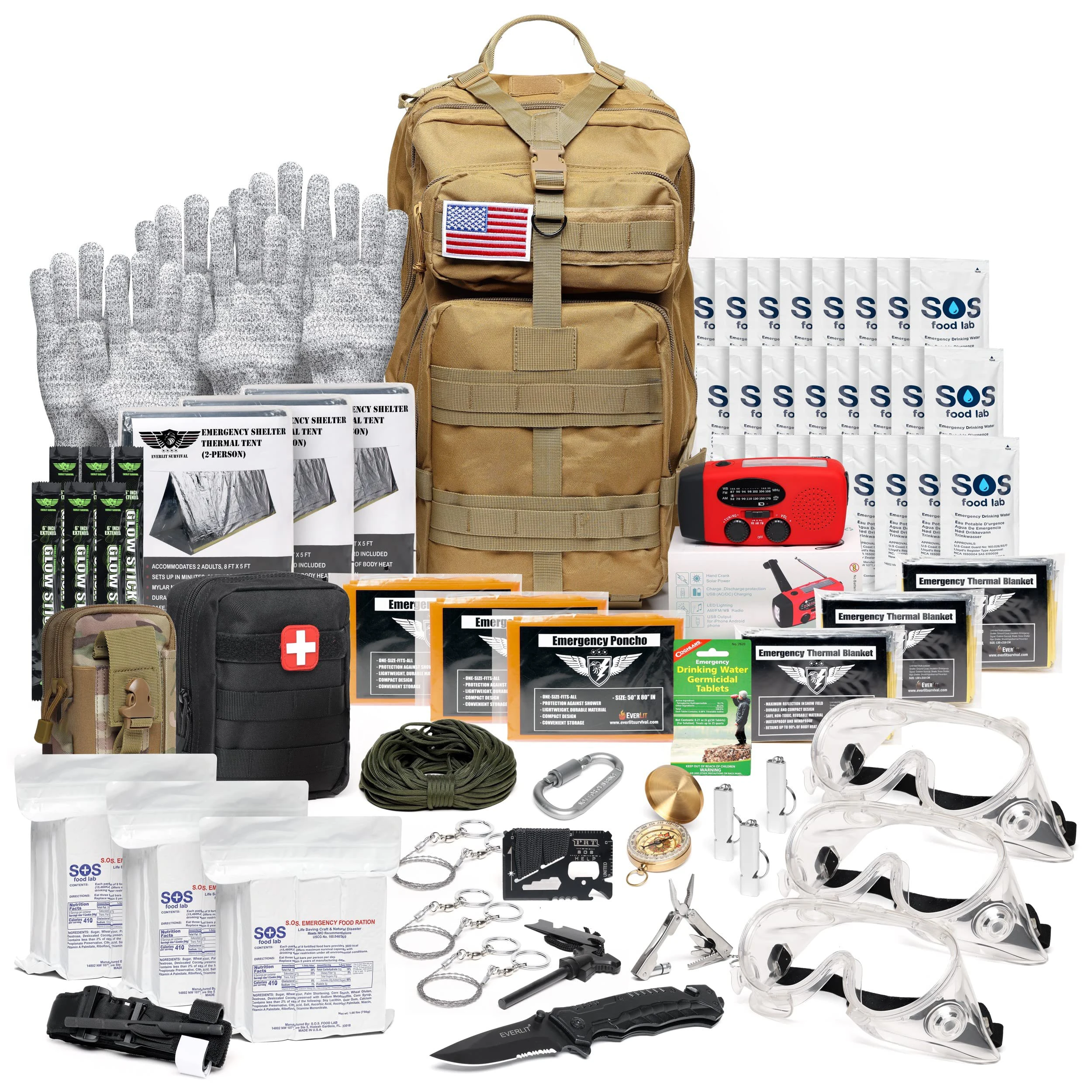 Customized 72 Hours Earthquake Bug Out Bag Large Capacity 1000D Polyester Disaster Survival Tactical Backpack Emergency Kit