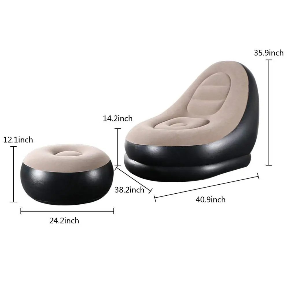 Courtyard Lazy Inflatable Sofa Chair Outdoor Portable Chaise Inflatable Sofa Lounge Chair Folding Inflatable Sofa Bed