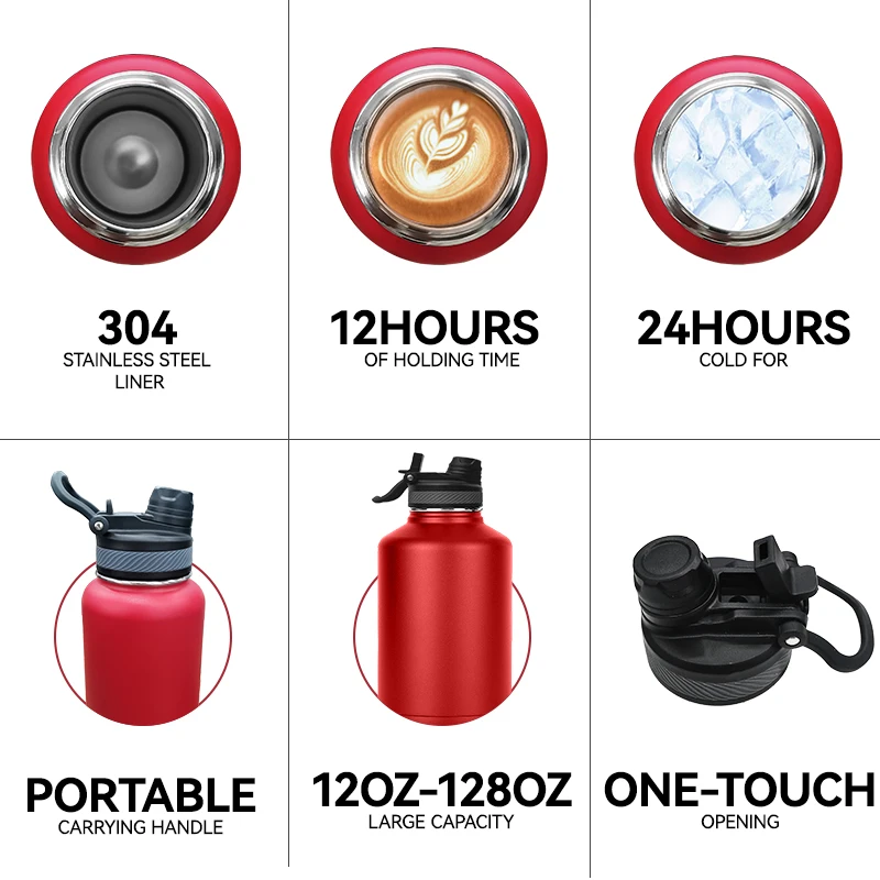 Custom Logo Double Wall Stainless Steel Drink Bottle Insulated Vacuum Flask Thermal Cup 22oz 25oz 32oz Sports Water Bottle