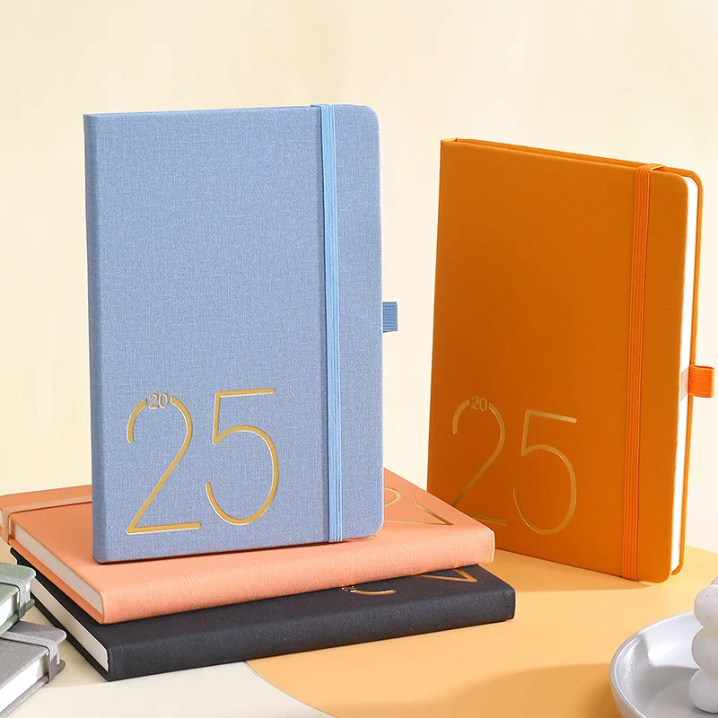 2025 Personalised Custom Pu Leather A5 Purpose Executive Luxury Agenda Daily Year Planner Design Soft Cover Notebook In English