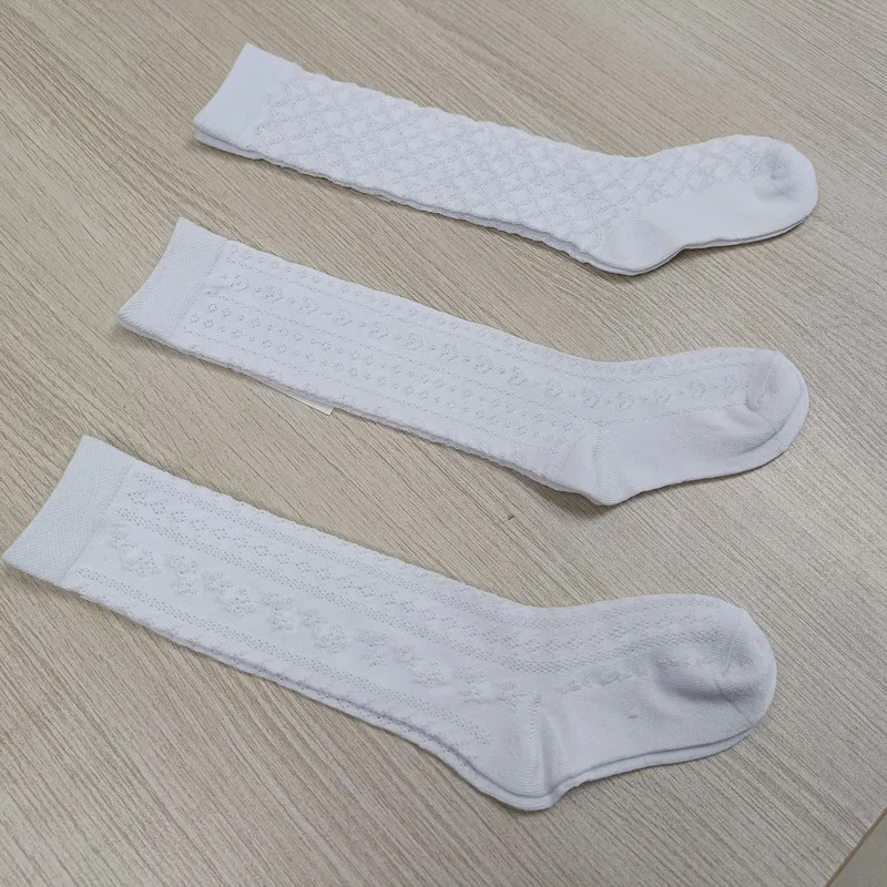 Hot Sale White Color Cotton Kids Summer Socks Uniform School Custom Child Socks Factory Directly School knee high socks