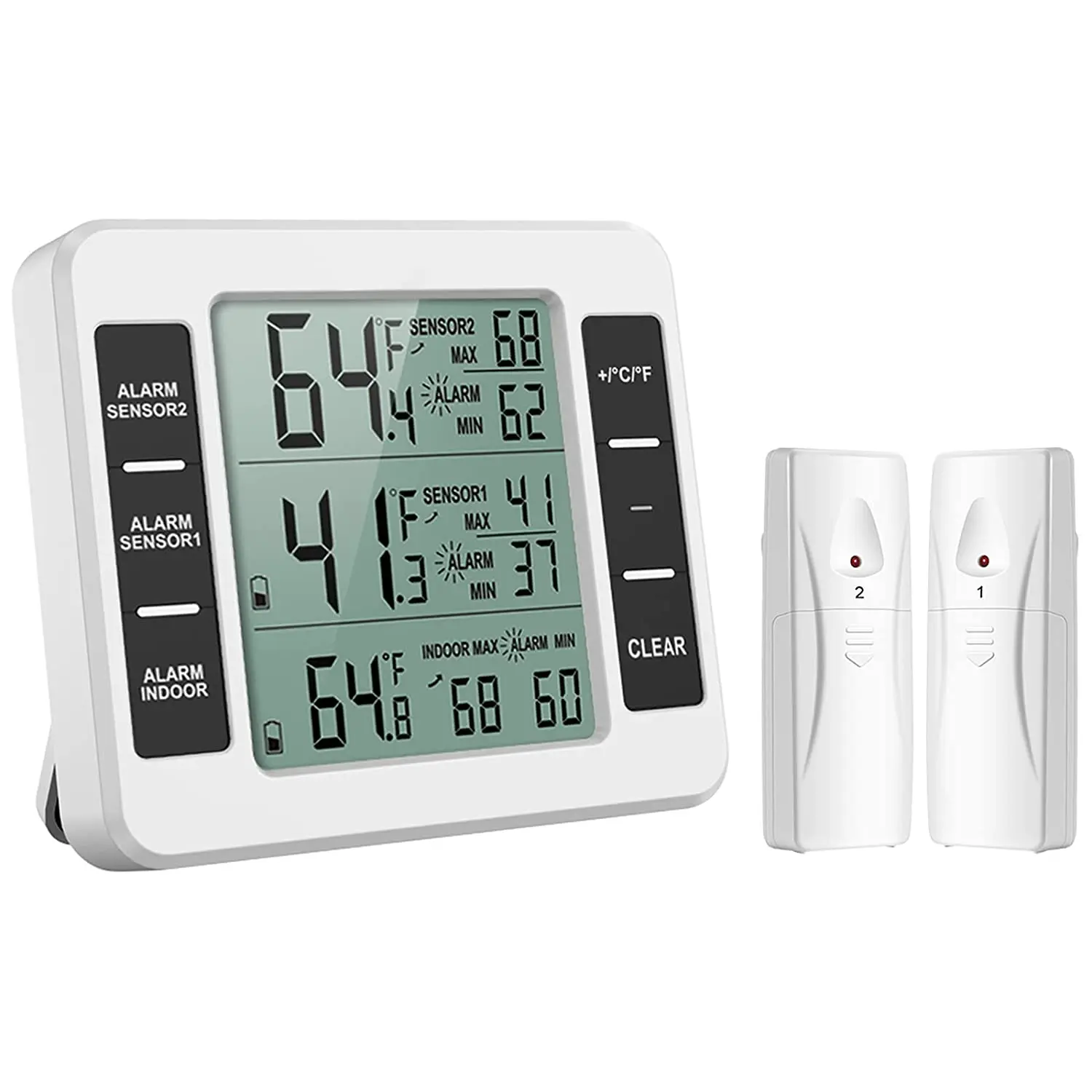 KH-TH026 Wireless Indoor Outdoor Thermometer Refrigerator Thermometer with 2 Sensors