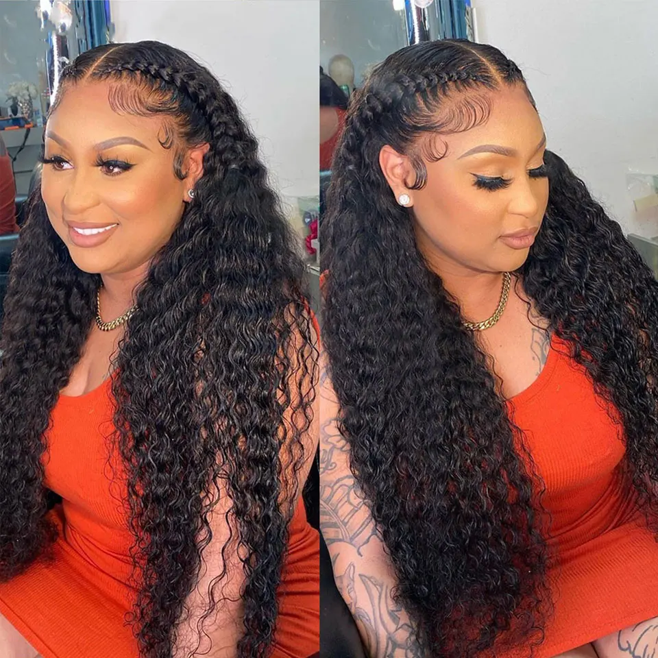 Курчавые вьющиеся полный парик с шнурком 32 дюймов парики из натуральных волос на кружевной основе воды вьющиеся парик Foxen бесклеевой монгольский бразильские волосы, швейцарская шнуровка, на возраст от 10 до 24 дюймов