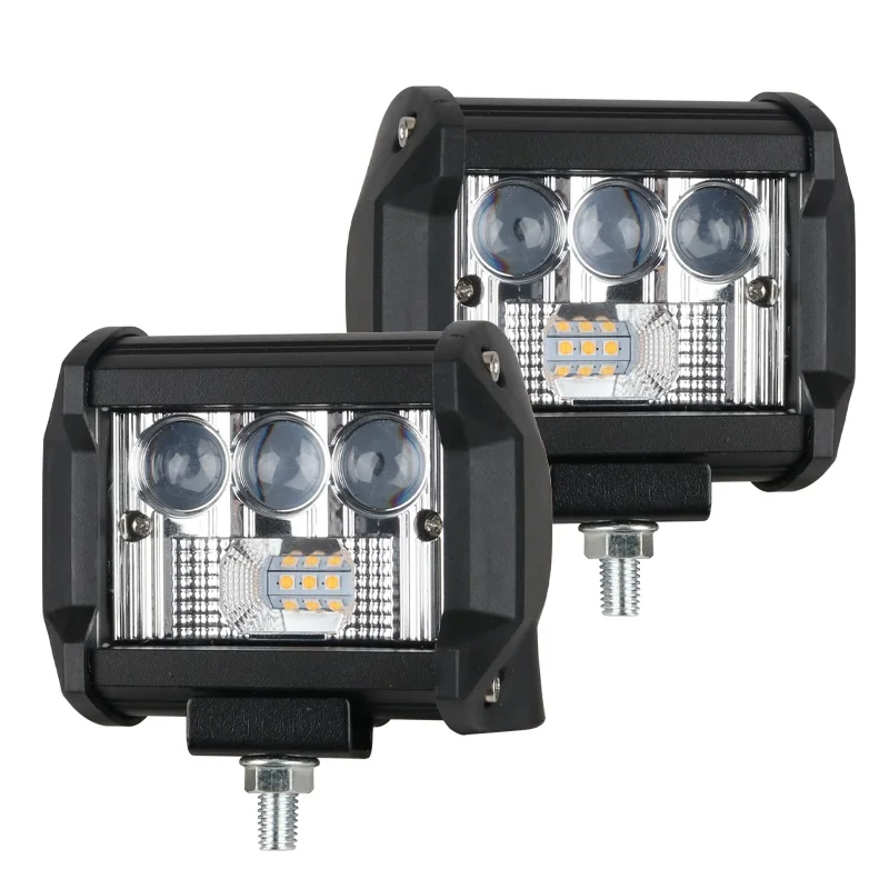 3 Inch Mini Work Lamp 3 Lens Strobe Dual Color 3030 LED Fog/Driving Lights For Car Truck Jeep Wrangler Off road