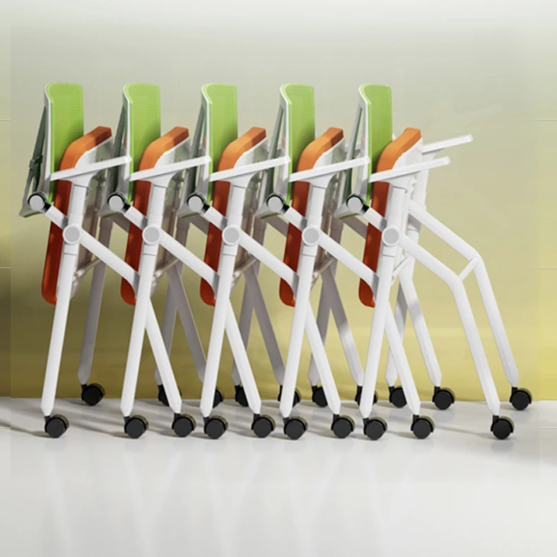 Portable Folding Conference Room Chairs Meeting Room Training Foldable Office Chair with Table Writing Board