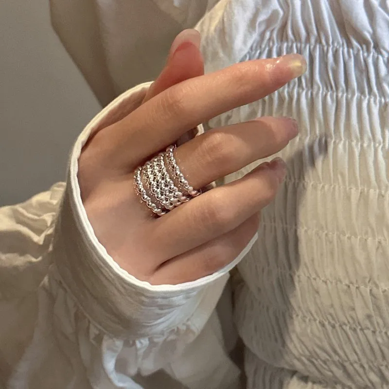 Vintage 925 Sterling Silver Luxury Multi-layer Twist Bands Finger Rings For Women Fashion Jewelry