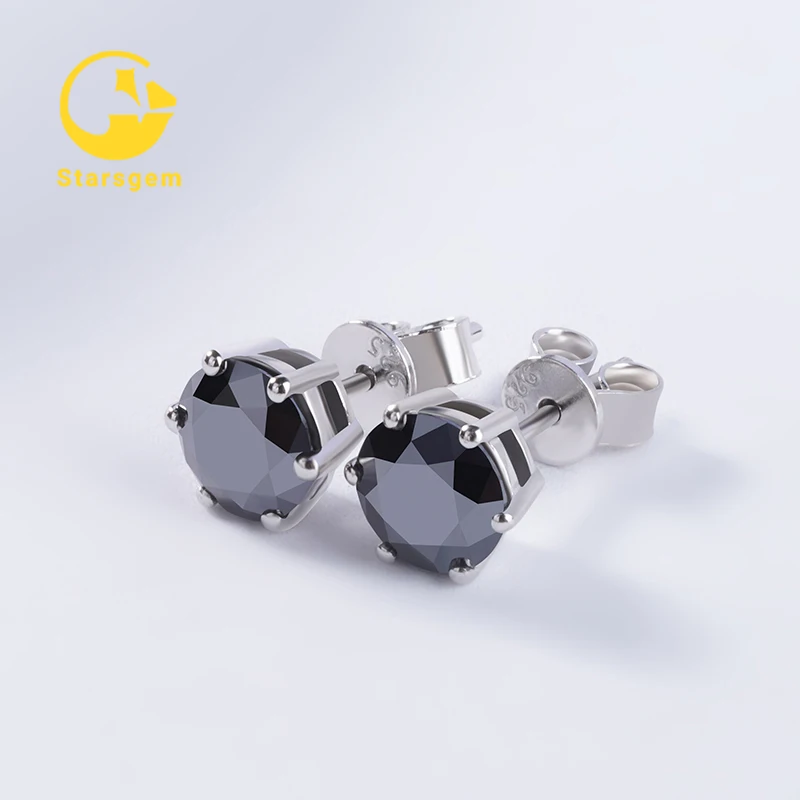 Starsgem 925 sterling silver jewelry earing men stud vvs diamond moissanite earring for men