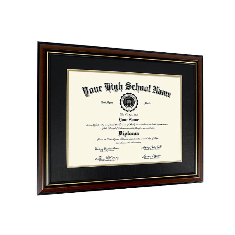 Wholesale Matt Yellowish Brown Certificate Frame Graduation Diploma Frame, Light Weighted with UV Glass