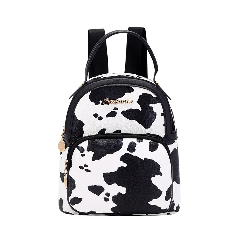 2022 Mini Backpack Purse Cute Cow Print Pu Leather Zipper Bag Girls Ladies Travel Shoulder Bag Women Backpack for Work