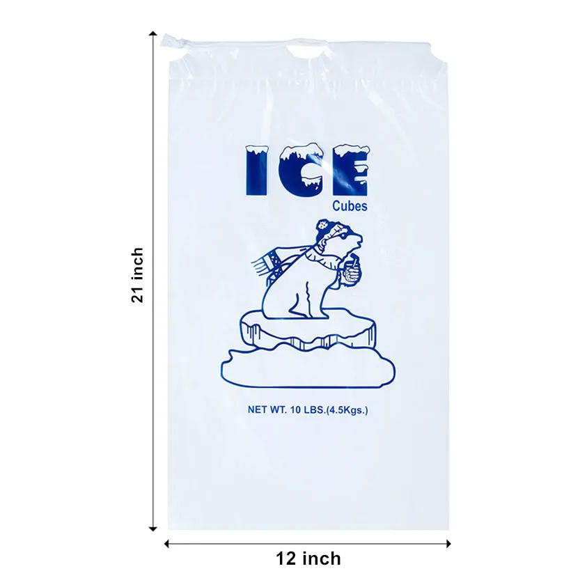 Food Grade Safe Plastic Ice Bags with Drawstring Puncture Proof Thicker Ice Bag Drawstring Closure Durable Ice Bags