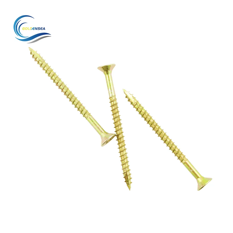 Yellow zinc plated Spax CSK turbo screws with pozi-3 drive and serration thread