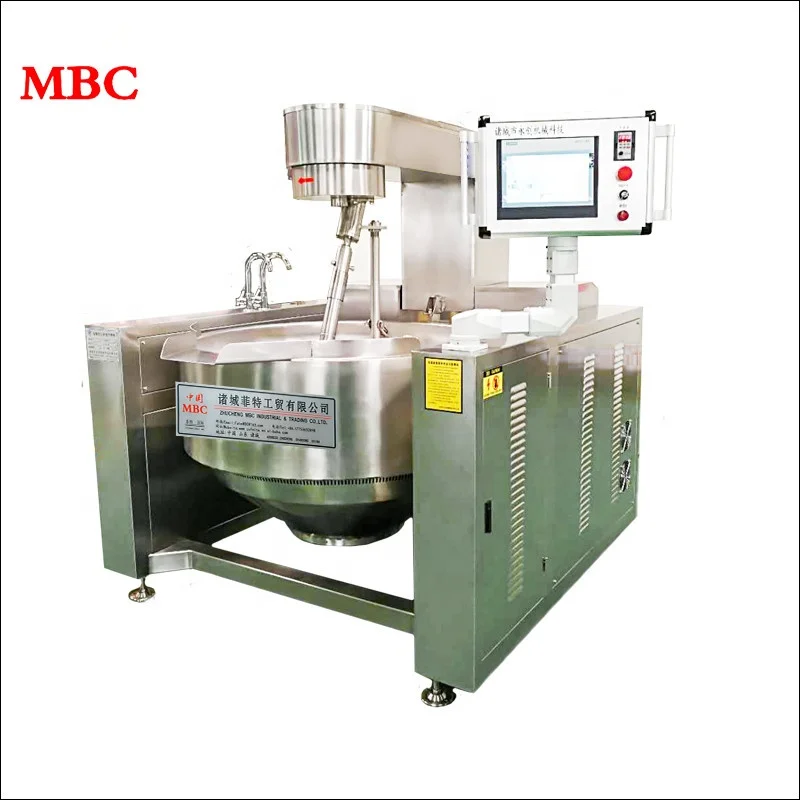 Food cooking jacket kettle with stirrer