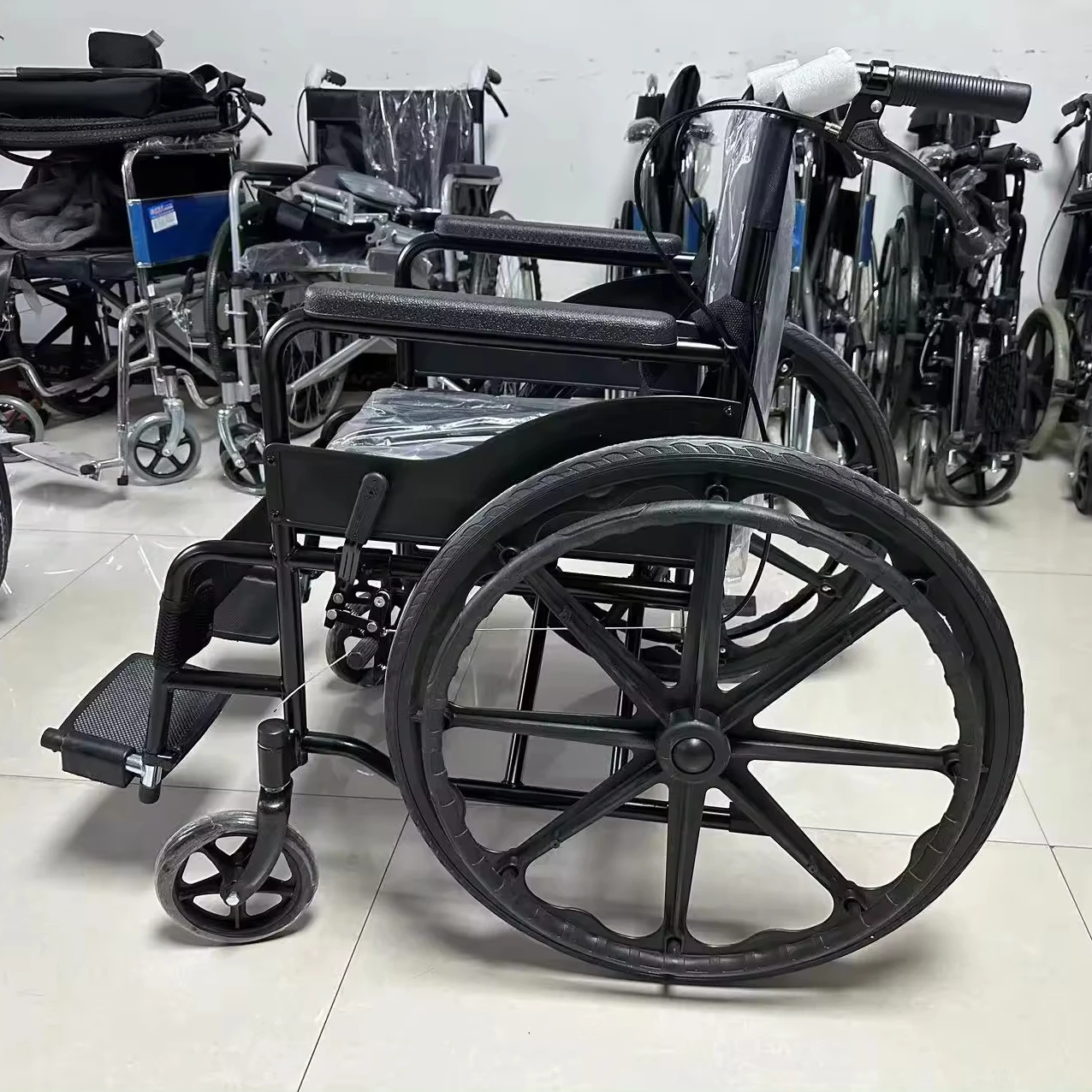 Elderly Disabled Wheel Chair Folding Portable Steel Plating Chrome Plated Toilet Orthopedic Wheelchair