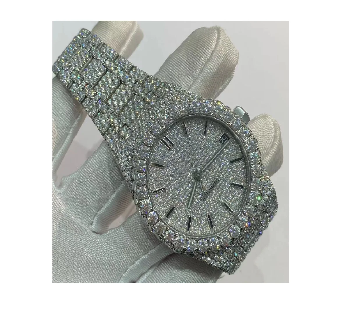 Механические мужские часы Moissanite VVS оптовая продажа