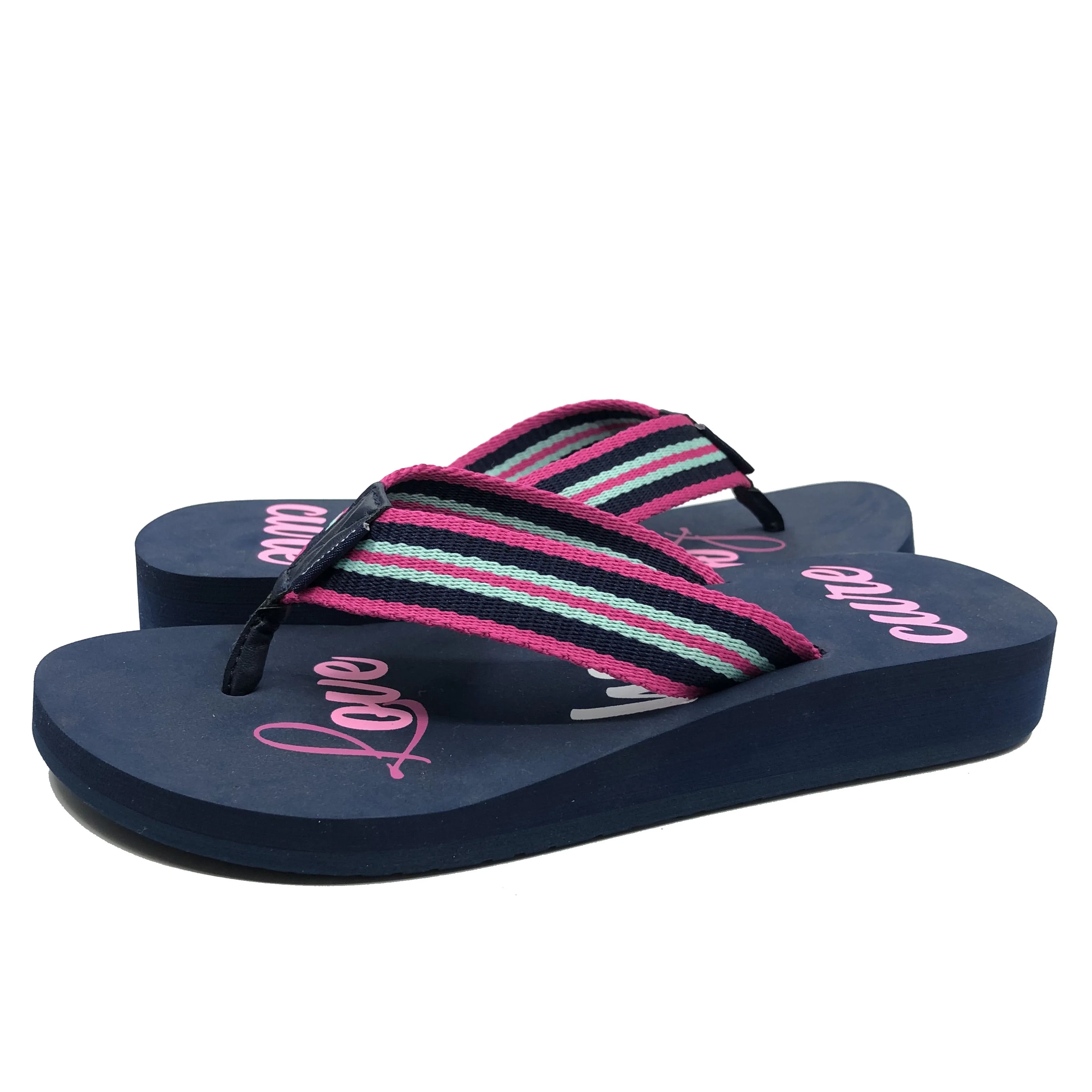 Factory direct sales high quality sandal new design navy eva high heel slippers flipflops women
