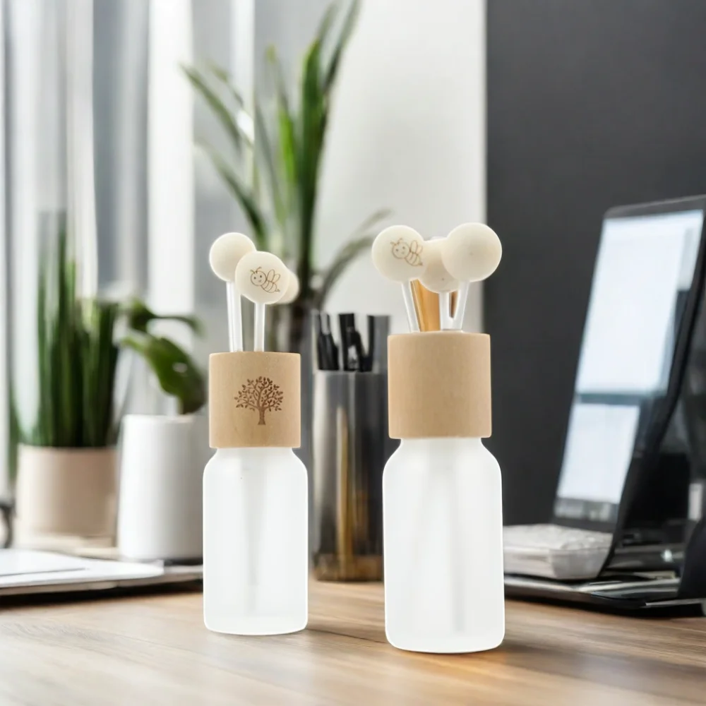 Aroma perfume reed diffuser aromatherapy bottles aromatherapy bottle diffuser bottle with wooden lid