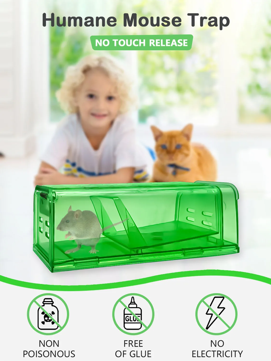Economic Useful Reusable Rat Mice Traps Green Transparent Humane Mouse Trap Household Mice Cages Rat Trap