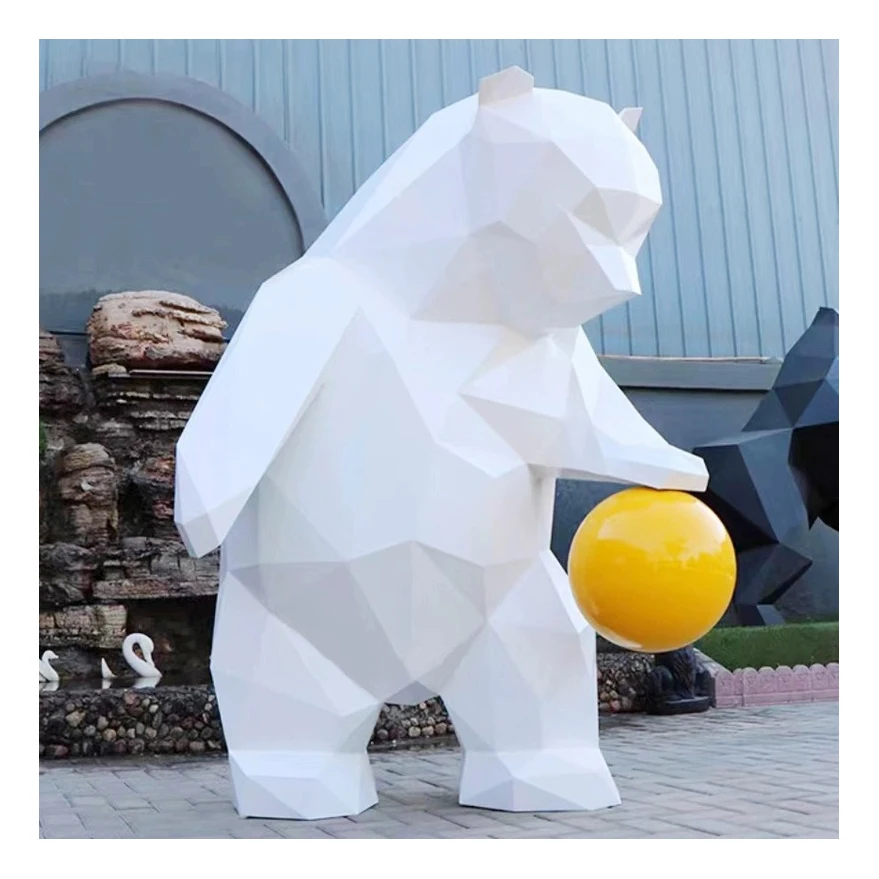 Good quality outdoor animal customized bear garden decoration fiberglass resin sculptures