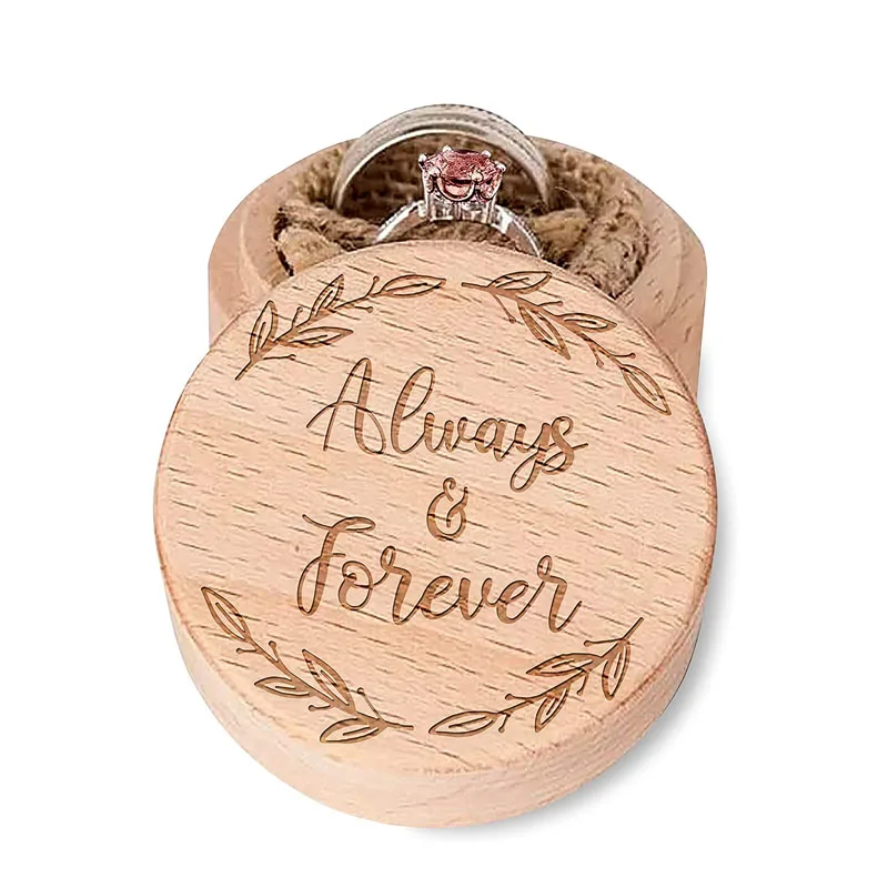 Rustic Vintage Wood Engagement Wedding Jewelry Storage Ring Box Wooden Ring Holder Wooden Packaging Box  for 2 Rings
